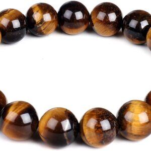 10mm Natural Tiger Eye Bracelet Elastic Yoga Gemstones Healing Energy Men Women